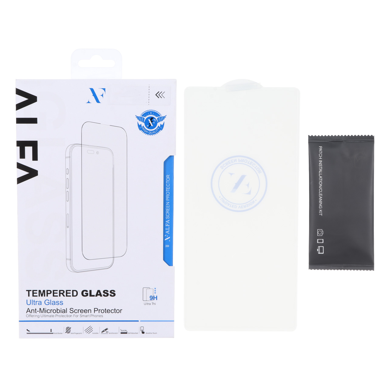 محافظ صفحه نمایش شیشه ای اورجینال ALFA بدون حاشیهiphone 13/13pro/14/16e(پک دار)