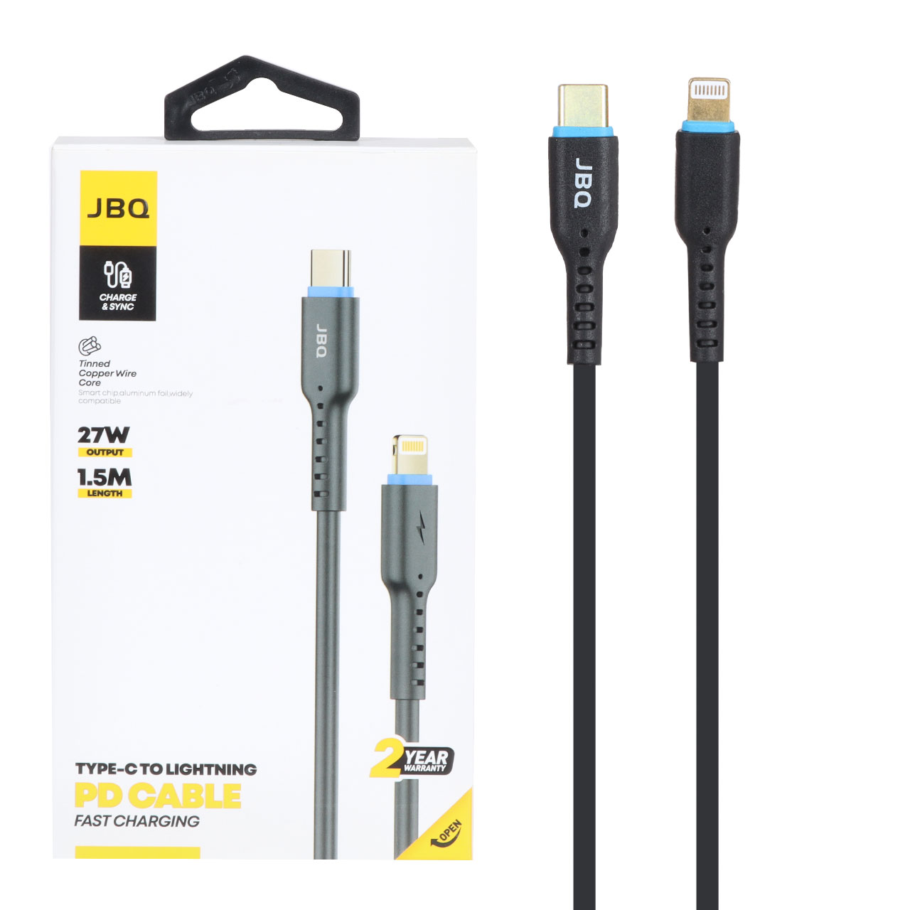 کابل شارژ 1.5 متری PD و فست JBQ Type-C to Lightning مدل CA-722 - مشکی
