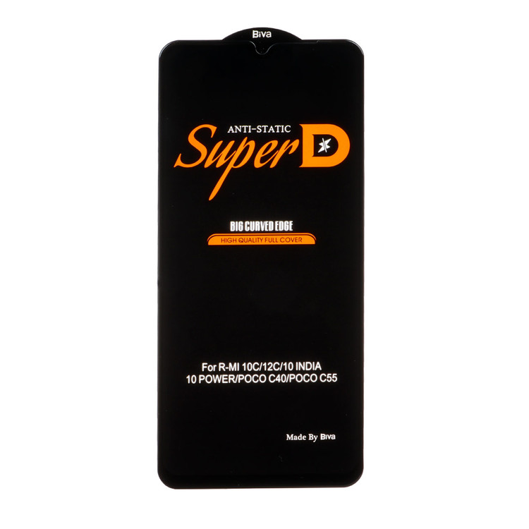 محافظ صفحه نمایش شیشه ای A3/ A3x / Redmi 10C / Redmi 12C / Redmi 11A / Redmi 10 Power / Poco C40 / Poco C55 / C61 - Full Cover Super D Biva