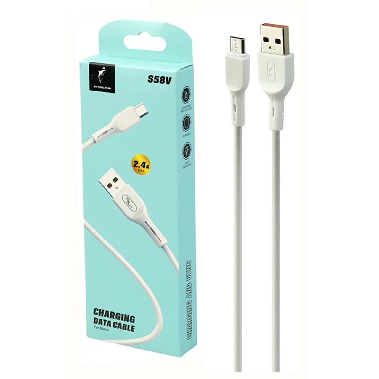 کابل شارژ فست اندروید Sky Dolphin مدل S58V - سفید - TCO