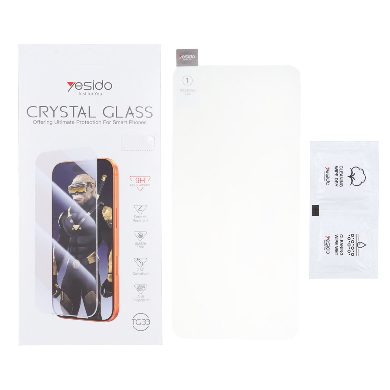 محافظ صفحه نمایش شیشه ای اورجینال بدون حاشیه Crystal Glass Yesido TG33 مدل  A71 / A72 / A73 / M51 / M52 / M53 / M54 / M62 / Note 12 Pro 5G / Note 12 Pro Plus / Poco X5 Pro / Poco F5 (پک دار)