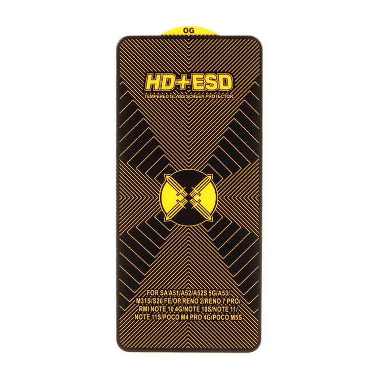 محافظ صفحه نمایش شیشه ای مشکی Full Cover HD Plus ESD مدل A51 / A52 / A52S / A53 / S20 FE